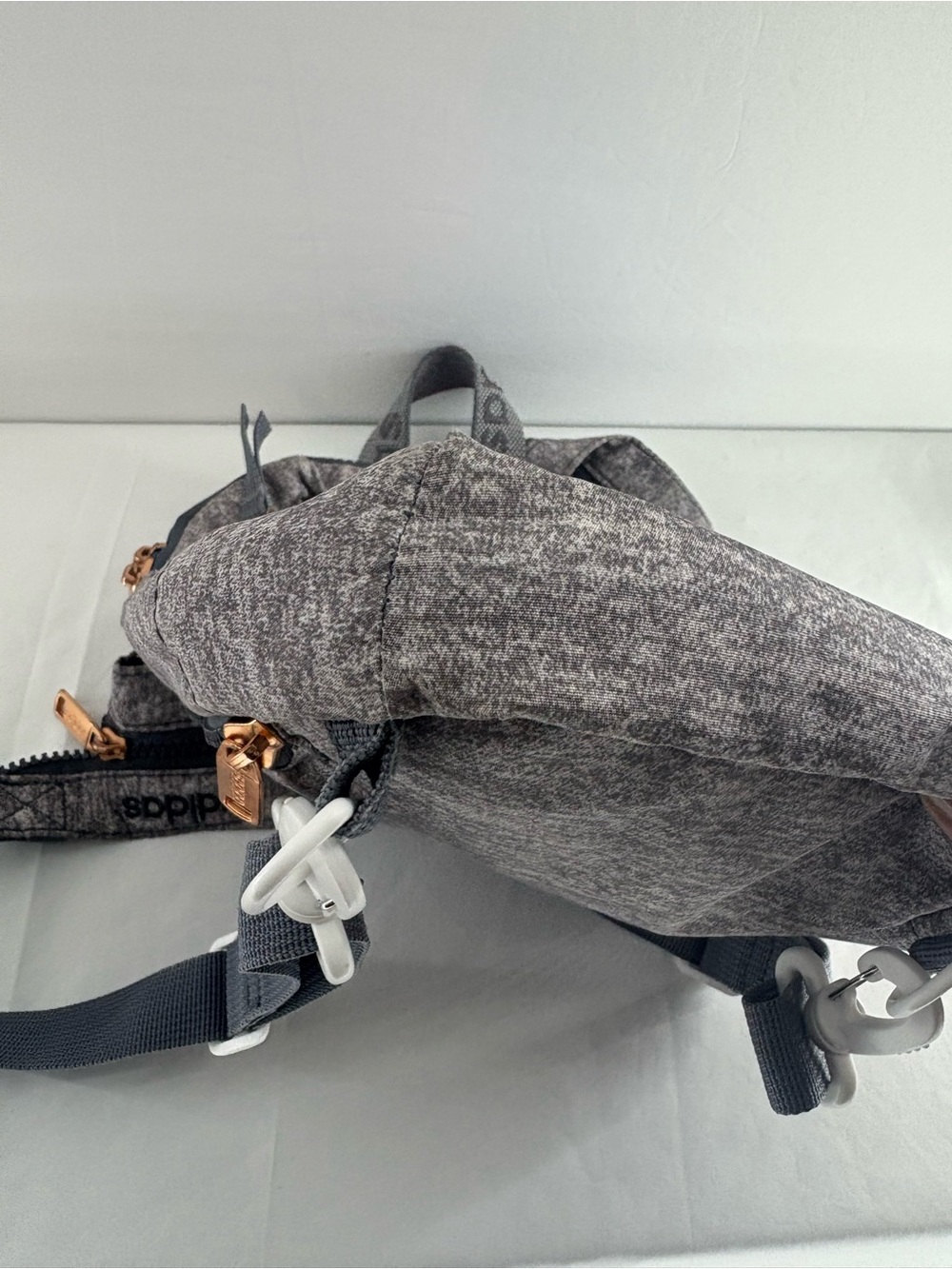 adidas Heather Gray Sling Backpack / sling with Rose Gold Accents - Picture 9 of 9